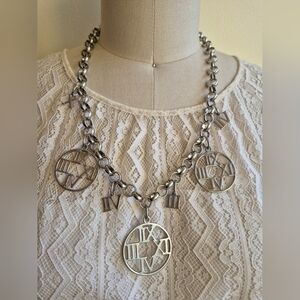 Silvertone Roman Numeral Charm Necklace